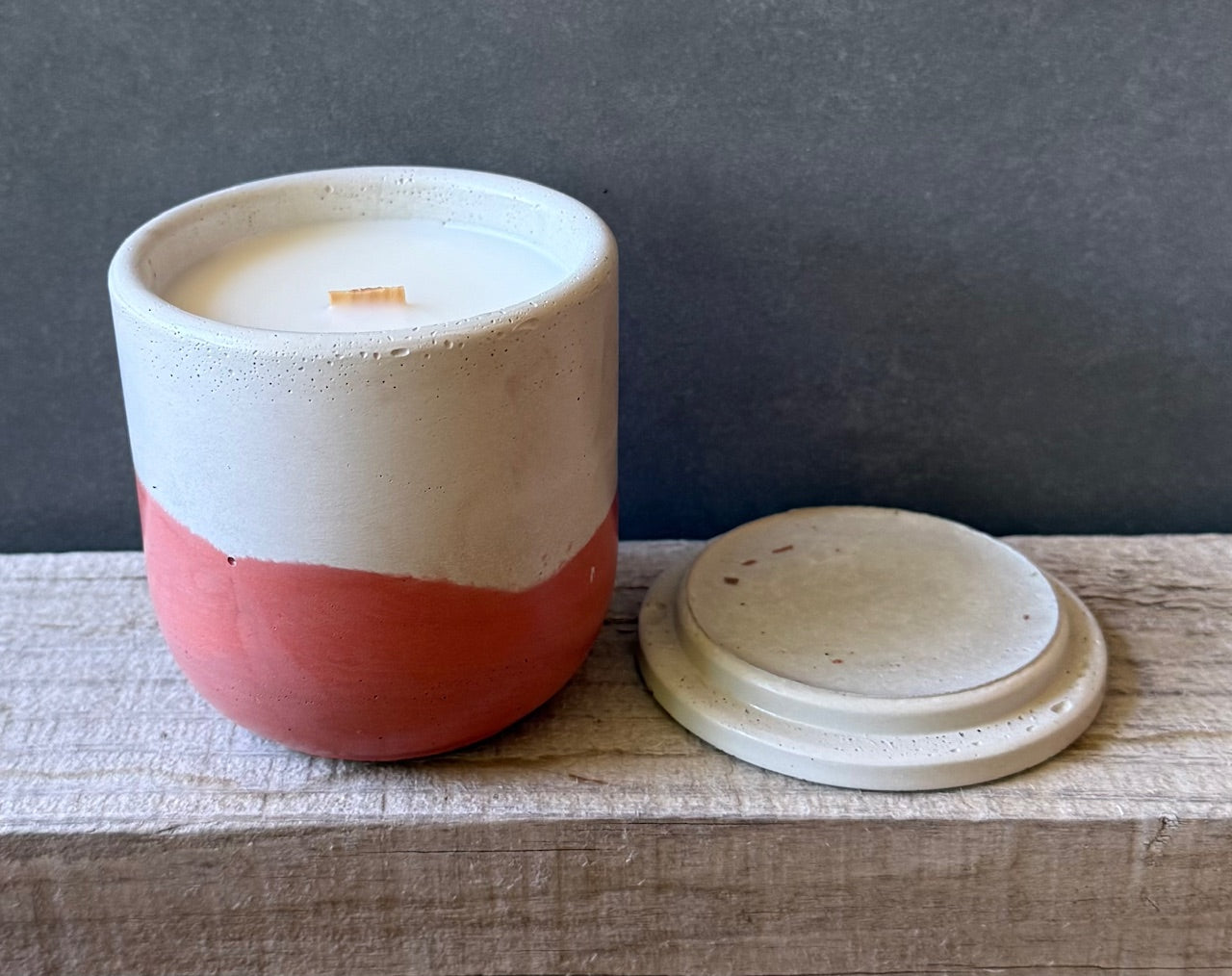 deep coral and off white concrete, #2504