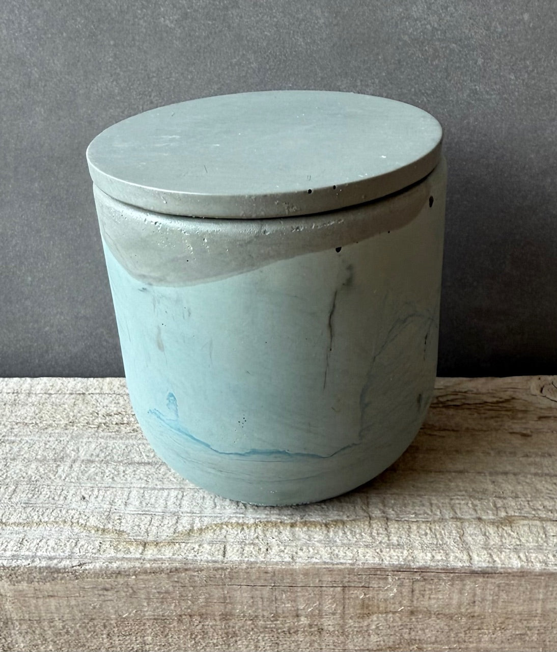blue and steel with turquoise veining concrete, #2513